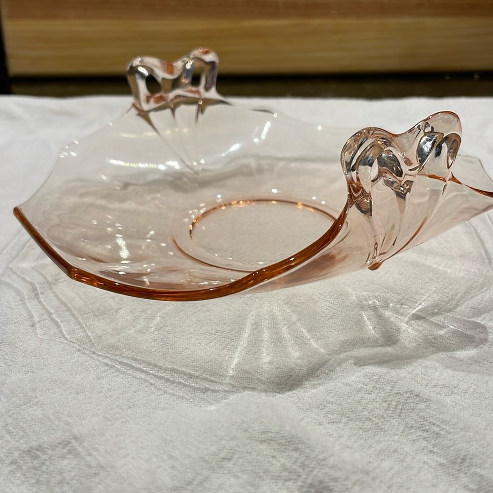 Pink Deptession Glass candy dish
